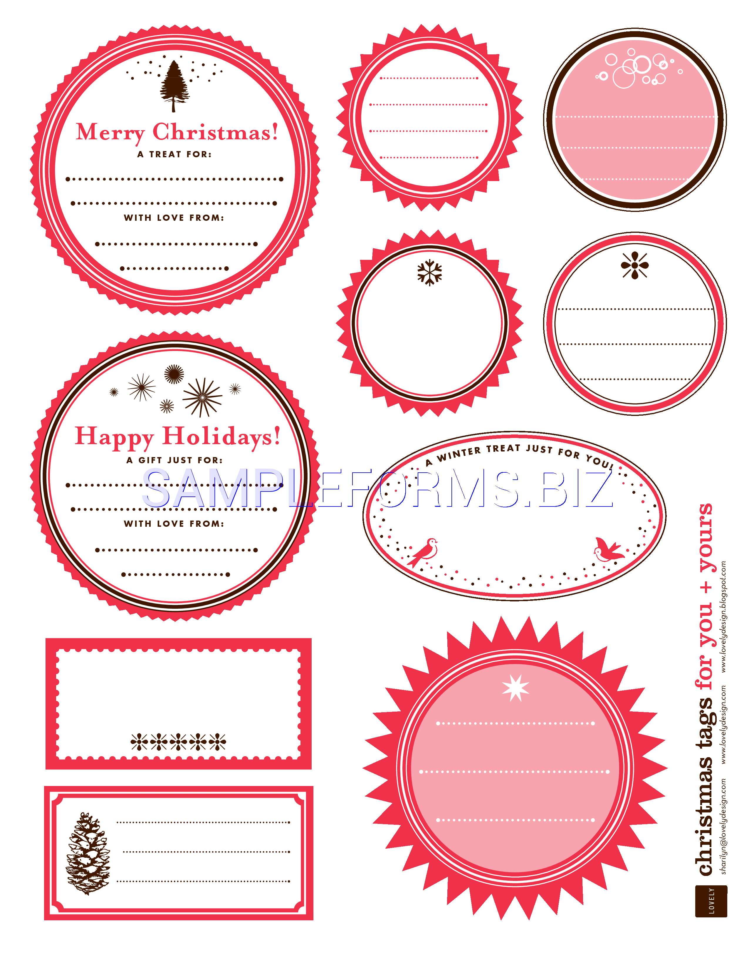 Preview free downloadable Gift Tag Template 1 in PDF (page 1)